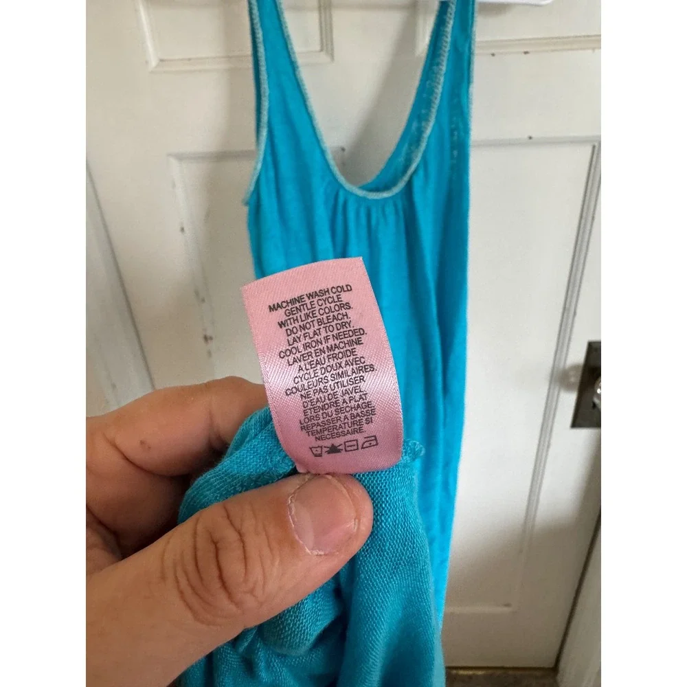 Calypso St. Barth teal blue linen maxi dress size small‎